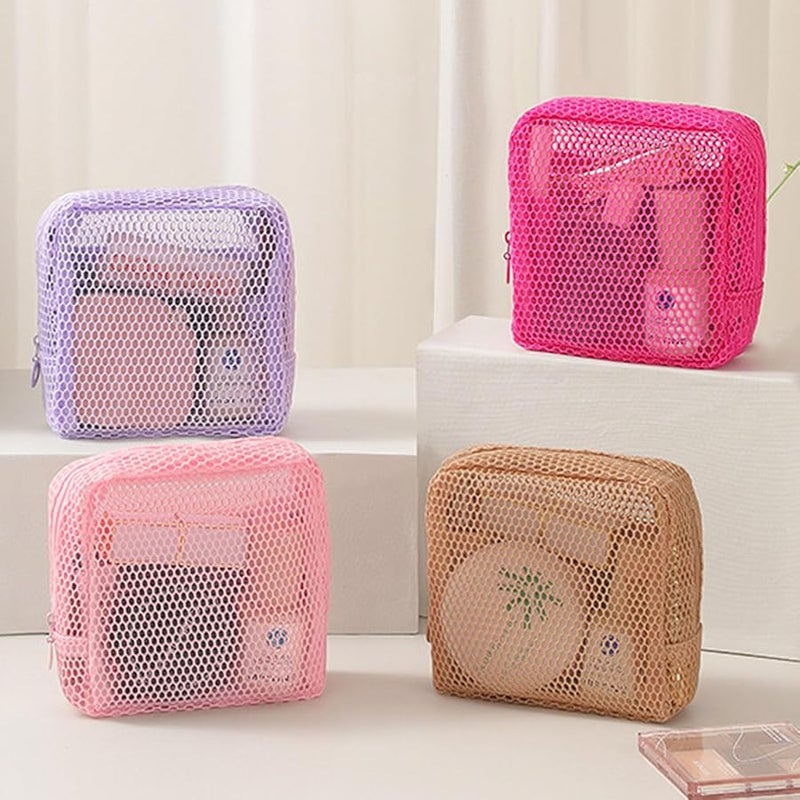 Pink Travel Organizer Pouch For Cosmetics Sanitary Items Compact Portable Storage - Image 4